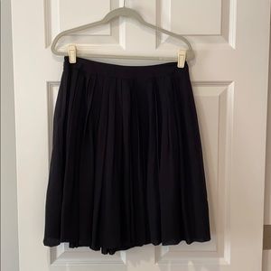 Silk black pleated skirt